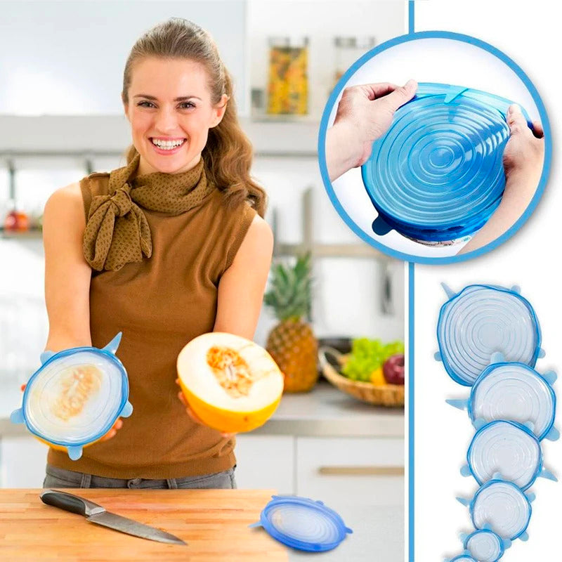 Kit 6 Tampas de Silicone Flexíveis - univershope