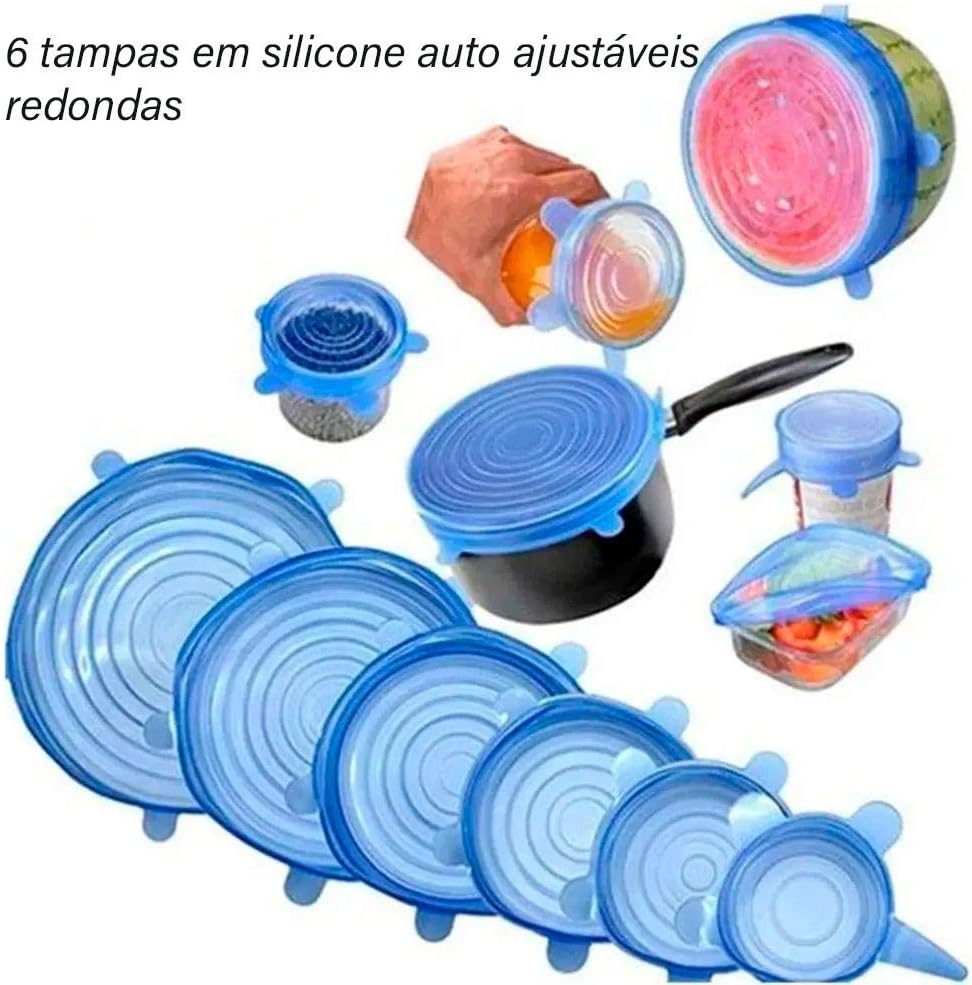 Kit 6 Tampas de Silicone Flexíveis - univershope
