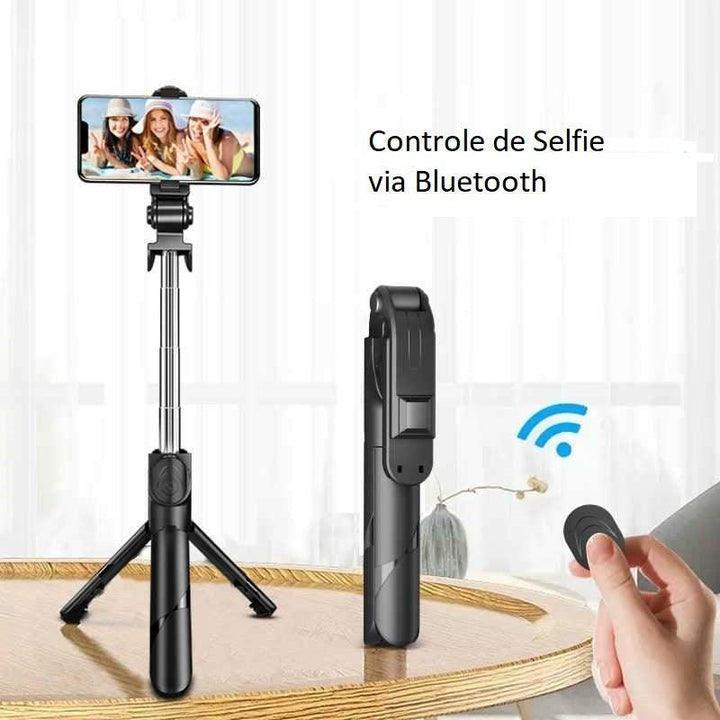 Suporte Tripé profissional + LED + controle remoto bluetooth - StickPod - univershope