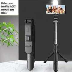Suporte Tripé profissional + LED + controle remoto bluetooth - StickPod - univershope